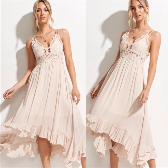 Crochet Lace Dress (Sand) - Picture 3 of 4